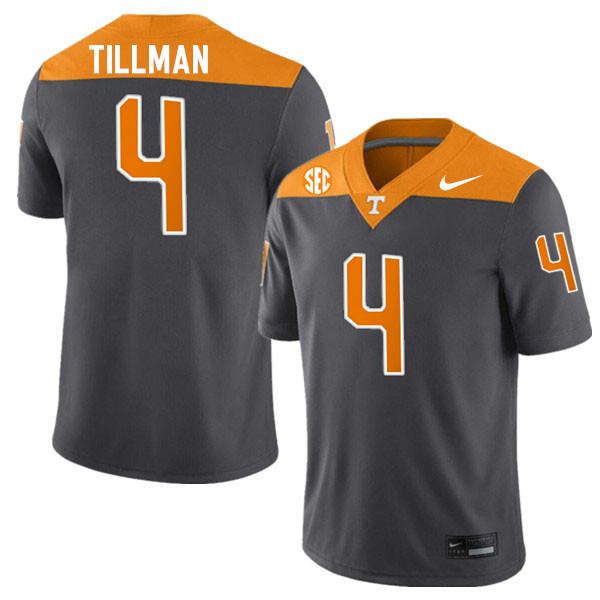 Tennessee Volunteers #4 Cedric Tillman College Football Jerseys Stitched Sale-Anthracite